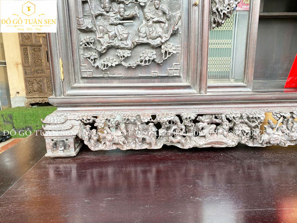 Nét đẹp tủ chè gỗ gụ hàng đục tay 